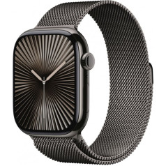 Pulksteņi series 10 gps + mobilais, 46 mm slānekļa krāsas titāna apvalks ar slānekļa krāsas Milānas aproci - izmērs m/l
