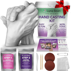 Luna Bean Hand Casting Kit Keepsake - Large Plaster Statue Mould Set Holding Hand Crafts for Couples, Adults and Kids, Wedding, Friends, Anniversary
