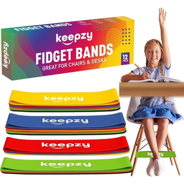Chair Bands for Kids with Fidget Feet, 12 Pieces, Non-Slip Elastic Bands for Kids, Fidget Bands for Classroom Chairs, Jump Bands, Friendly and Durable Latex