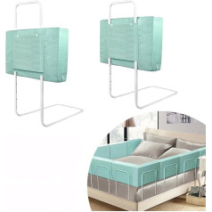 2 x Bed Rails, Bed Guard, Fall Protection, Bed 50 cm, Bed Rail, 5 Holes, Height Adjustable Bed Border, Bed Edge Protection, Fall-Proof (100 cm, Grünersee)