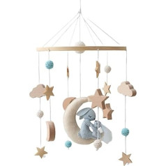Crib für Kinder, Bettumrandung für Kinder mit Filzsternen, Babby-Möbel, handgefertigtes Holzhäkelnadel, Spielzeug im Kinderbett für Einrichtungen