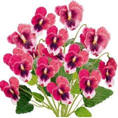 Set of 5 Artificial Pansy Flowers, Artificial Flowers, Like Real Spring, Decorative Flowers for Wedding Room, Home Decor, Living Room, Office, Hotel, Kitchen Decor, Artificial Branches, 43 cm, Rose