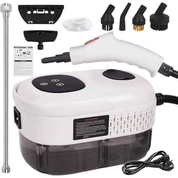 Steam Cleaner Portable 2500 W 1000 ml Steam Cleaner Handheld Water Tank with 6 Speeds Adjustable and 5 Types of Brush Heads for Kitchen Furniture Floor Bathroom Car Window