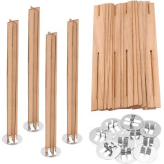 sourcing map 10 Set Wooden Candle Wicks 1.3 x 11.9 cm Natural Wooden Wicks with Stand Cross Shape Candle Cores Candle Making Accessories for DIY Handmade Crackle Sound Flame Candle