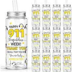 Vesici 24 Pack Shipping Advertising Week Gift 14oz Thank You Gifts Lid and Straw Reusable Plastic Drinking Cups for Dispatcher Happy Dispatch Appreciation Week