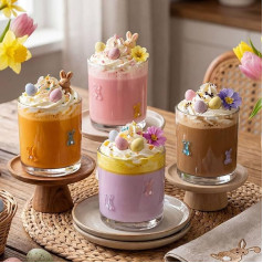 4 Pack Easter Icon Glass Cups 400ml Rabbit Icon Juice Glasses Carrot Double Old Fashioned Mouth Blown Stemless Iced Coffee Drinking Cups for Easter Spring Holiday Gifts (Habbit)