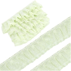 GORGECRAFT 4.57 m x 5.7 cm Ruched Chiffon Ruffle Trim Pleated Green Fabric Lace Trim Double Layer Chiffon Ribbon Edging Made of Tulle Lace Trim for DIY Sewing Crafts Embellishments