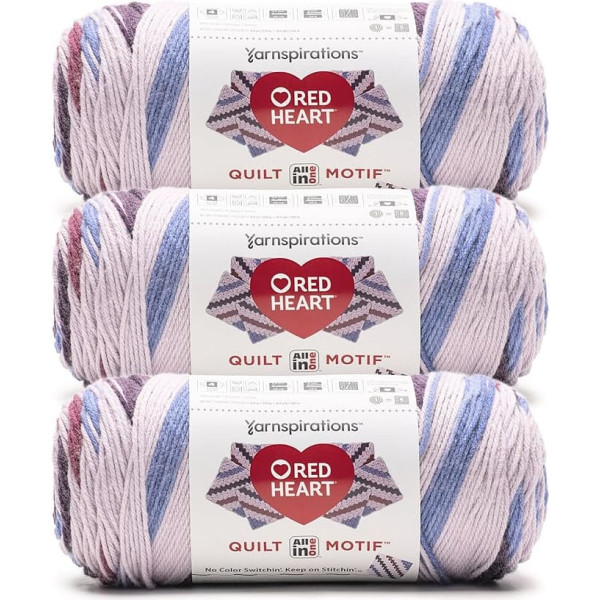 Red Heart All in One Quilting Era Yarn 100% Acrylic No.4 Worsted (Medium), 3 x 250g Knitting/Crochet