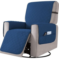 Reclining Sofa Armchair Cover, Armchair Cover, Armchair Protector with Pockets, TV Chair Protective Cover Non-Slip for Home with Children and Pets Dog (Dark Blue, Large)