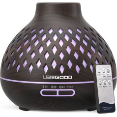 Aroma Diffuser, 400 ml Diffuser Humidifier, Aroma Essential Oil Diffuser with 7 Colours LED Fragrance Oil Diffuser, Essential Oils, Humidifier, Ultrasonic for Home, Office, Spa, Yoga (Black)