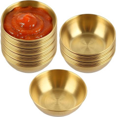 25 Stück Dip-Schalen, Edelstahl Dip-Soßenschalen, 130 ml, goldene Dip-Schüssel, kleine Sushi-Sojasaucenschalen, Vorspeisen, Servierteller für Küche, Zuhause, Restaurant