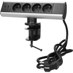 Mēbeļu ligzda ar montāžas kronšteinu, USB lādētāju un 1,8 m kabeli, 4x2P+Z, 2xUSB