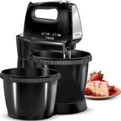 MPM MMR-22Z/C 750W Stand Mixer with a 3-L-Rotating Bowl - Kitchen Mixer with 5 Speeds + TURBO - Hand Mixer with Two Stirrer Types - Mixer with Comfortable Stirrer Unlocking