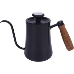 Jectse Kaffeekanne aus Edelstahl 304, Holzgriff, Langer Auslauf für Perfekte Extraktion für Teeliebhaber (BLACK)
