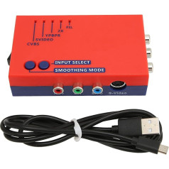AV to HDMI Adapter for RetroScaler2x Converter, 480P Retro Gaming to TV Adapter for Vic20, Atari2600, Msx, N64, SFC, SuperFamicom, PIAYSATION2, MD1, MD2, Dreamcast, C64 (Red)