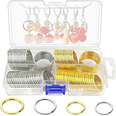 80 Stk Schlüsselringe Set, 25/30mm Flache Schlüsselanhänger Ring Gold/Silber für Home Auto Office Schlüssel Befestigung, Arts und Crafts DIY Zubehör, mit Box