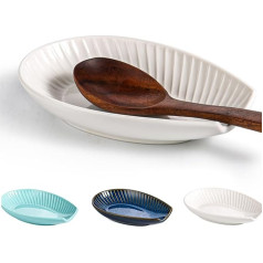 Ceramic Spoon Rest for Stove Top & Kitchen Counter 14.5cm White Spoon Holder for Cooking & Coffee Spoon - Modern Farmhouse Kitchen Decor Dishwasher Safe