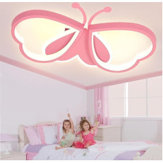LED Children's Ceiling Light Butterfly Ceiling Light Dimmable Acrylic Ceiling Light Children's Room Creative Girls' Room Bedroom Cartoon Ceiling Light Pink 82 cm