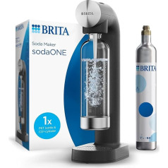 BRITA sodaONE Water Carbonator (Black) Including CO₂ Cylinder and BPA-Free PET Bottle | Makes Drinking Water Sparkling Water (up to 60 L per Cylinder) - Drinking Water Carbonator for Home