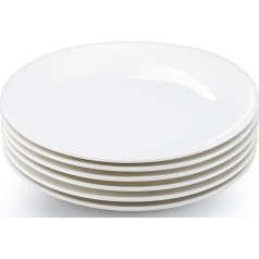 Jeffbaubl 6 Stück Keramik Salatteller, 25,4cm Dessertteller, Weiße Runde Dinner Teller, Frühstücksteller für Salat Dessert Mittagessen, Porzellan Essteller für Haushalt Restaurant, Spülmaschinen