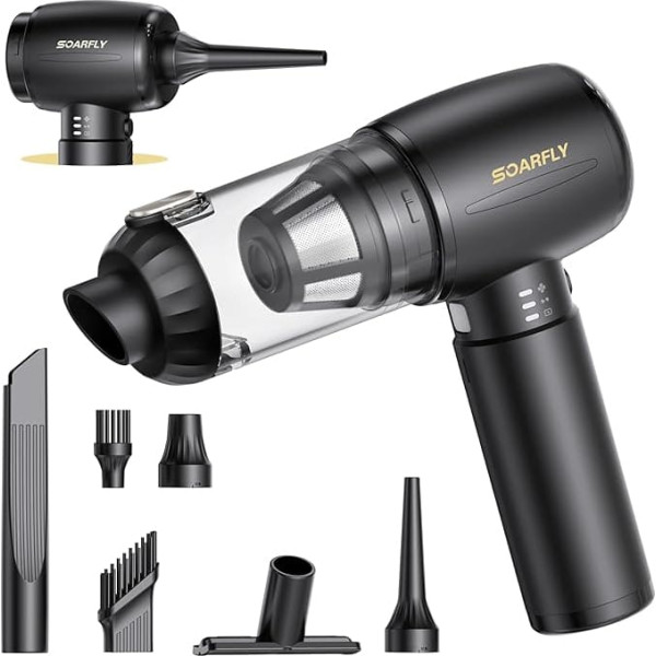 Handheld Vacuum Cleaner Battery, 25000Pa 4-in-1 Car Mini Vacuum Cleaner Wireless Strong with LED Light, 2-Speed Electric Dust Blower with Brushless Motor for Car, Kitchen, PC, Sofa, Office