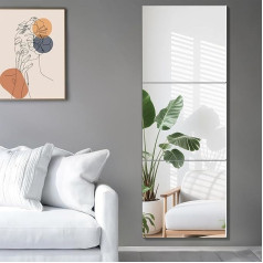 Wall Mirror Tiles Self-Adhesive HD Glass Mirror Pack of 3 40 x 40 cm Adhesive Mirror Decorative Wall Mirror Frameless Large Mirror for Bathroom Living Room Door