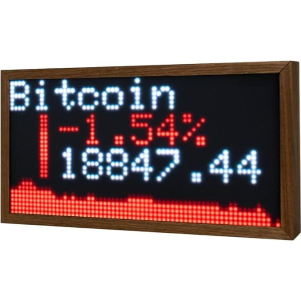 AssetWatch - Walnut Frame Financial Ticker with Personalised Background | Real Time Bitcoin & Stock Display | Crypto Display, BTC Clock, Stock Ticker & Price Monitor