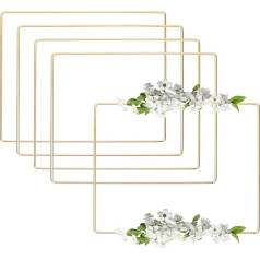 sourcing map 5 Stück Traumfänger-Ringe, 20,3 cm, quadratischer Kranz, Makramee-Reifen, Fängerring, Metall, Blumenreifen für Bastelarbeiten, Kranzherstellung, Pflanzenwanddekoration, goldfarben