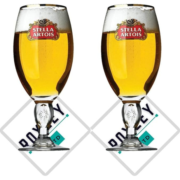 Roxley Stella Artois Pint Glasses with Gold Rim 56cl British Made (Set of 2)