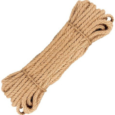 Jute Rope 8 mm x 50 m, Natural Twisted Hemp Rope, Jute Cord, Jute Cord for Crafts, Gardening, Bundling, DIY Scratches