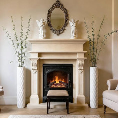 Sziqiqi White Floor Vase Large 70 cm: Tall Vases Set of 2 for Dried Flowers Pampas Grass Artificial Flowers - Metal Large Floor Vases for Floor Fireplace Sideboard Chest of Drawers House Entrance