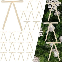 24 Pieces Velvet Bows for Christmas Tree, 5 x 7 Inch, Vintage Pre-tied Christmas Bows for Wreaths, Gifts and Holidays, Home Decor, 3/8 Inch Width (Light Champagne)