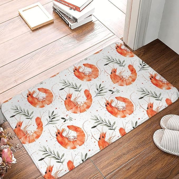 Fußmatte für den Innen- und Außenbereich – Garnelenblätter, Retro-Druck, Küchenteppich, Matten für Boden, Badematte für Badezimmer, waschbar, dünn, Badezimmerteppich, passend unter die Tür