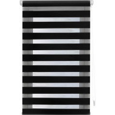 EasyFix Night and Day Roller Blind, No Drilling Required, Fabric Size 104 x 175 cm, for Night and Day, Black
