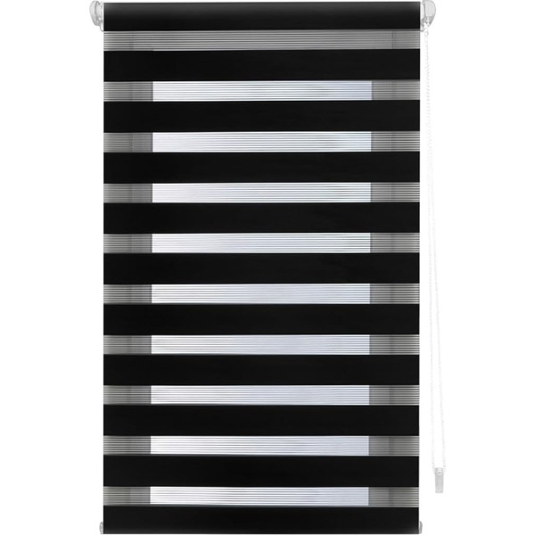 EasyFix Night and Day Roller Blind, No Drilling Required, Fabric Size 104 x 175 cm, for Night and Day, Black