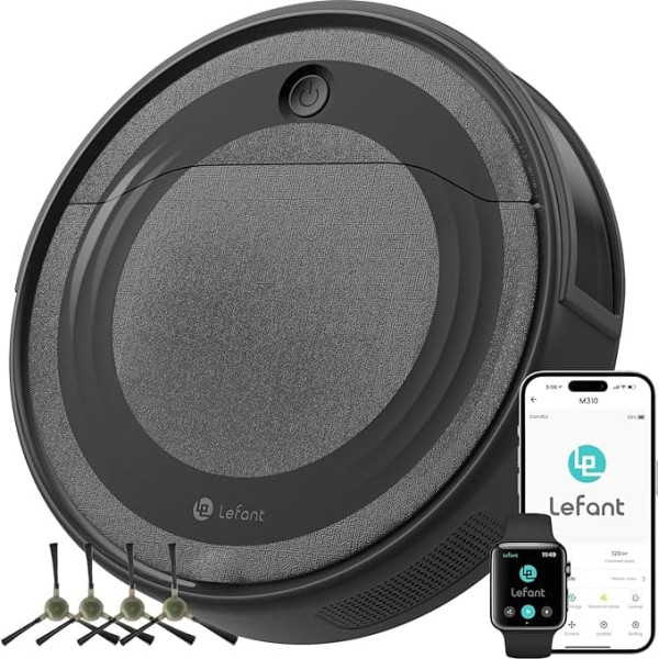 LEFANT M310B Vacuum Cleaner Robot, 4500 Pa Suction Power, 180 Minutes Battery Life, 4 Cleaning Modes, Supports WiFi/App/Alexa Voice Control, Suitable for Pet Hair and Hard Floors