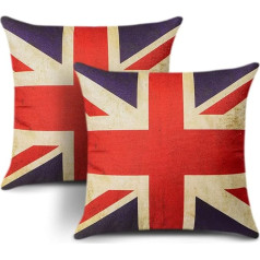 JOTOM Set of 2 Cushion Covers UK Flag Vintage United Kingdom 45x45cm Decorative Square Cushion Cover Couch Cushion Cover Living Room Car Decoration (National Flag)