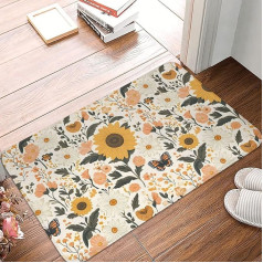 Fußmatte für den Innen- und Außenbereich – Blume, Sonnenblume, Schmetterling, Küchenteppich, Matten für Boden, Badematte für Badezimmer, waschbar, dünn, Badezimmerteppich, passend unter die Tür