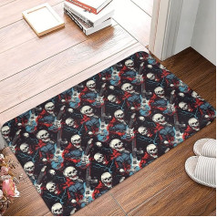 Fußmatte für den Innen- und Außenbereich, Motiv: Totenkopf-Gitarre, Rock-Stil, Küchenteppich, Matten für Boden, Badematte für Badezimmer, waschbar, dünn, Badezimmerteppich, passend unter die