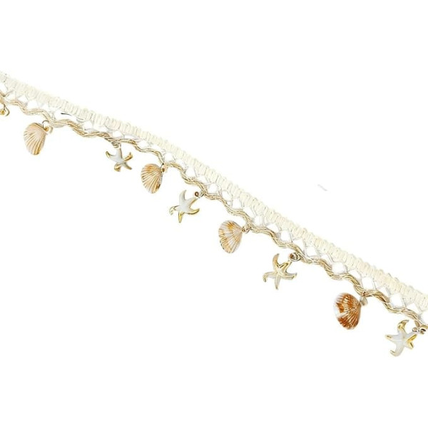 Fransenborte mit Seestern-Charm, 4,1 cm Baumwoll-Jute-Spitzenband für DIY-Dekoration, weicher böhmischer Rand