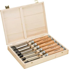 Bahco 425-083 Chisel in Wooden Box, Silver/Brown, 6/10/12/18/25/32 mm Set of 6 Pieces