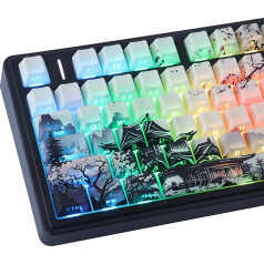 PBT Keycaps 130 Keys Double Shot Bright Moon Night Keycaps, Shine Through Side Printed Keycap, Cherry Profile Dye Sublimation Custom Keycap for Cherry MX Switch Mechanical Keyboards