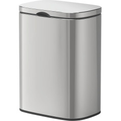 WENKO Sare Wall-Mounted Cosmetic Bin 5 Litres with Lid and Easy-Close Soft-Close Mechanism, Bathroom Bucket Made of Shiny Rustproof Stainless Steel, Attachment No Drilling, 21 x 29.5 x 18 cm