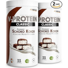 V-Protein Vegan Protein Powder, Chocolate Coconut, 2x 1 kg, Plant-Based, Pea Protein-Based Protein Powder with 71% Protein Content, Optimal Protein Value, Soy- and Wheat-Free Vegan Protein Shake