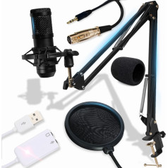 RTO Studijas mikrofons usb jack kondensatora spēļu komplekts pop filtra statīvs