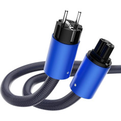 High-End Netzkael, Silver-Plated Schuko Ofc Power Cable HiFi High End 1 m, with Schuko Plug and IEC Plug, HiFi Schuko C15 Power Cable for Audio Video and Home Cinema