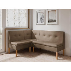 Corner Bench for Dining Room - Corner Bench Kitchen with Storage Container - Modern Sitting Area Kitchen - Fabric Velour - Padded Backrest (Brown - Monolith 09, 120 x 180 cm)