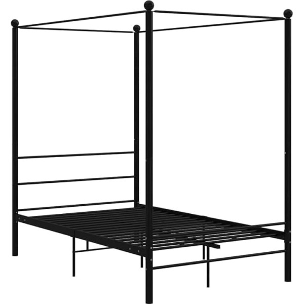 vidaXL Canopy Bed Metal Bed Double Bed Frame Bed Frame Slatted Frame Bedroom Furniture Bedroom Bed Black Metal 120 x 200 cm
