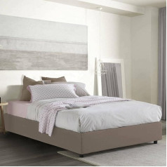 Talamo Italia - Elisa Double Bed with Fabric Cover, 100% Made in Italy, Front Opening, Suitable for Mattress 160 x 190 cm, Taupe