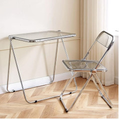 Modern Folding Tray, Table and Chair Set, Acrylic TV Tray and Stool, Compact Side Table for Living Room, Bedroom, Kitchen - Grey Color, Versatile Small Desk Solution